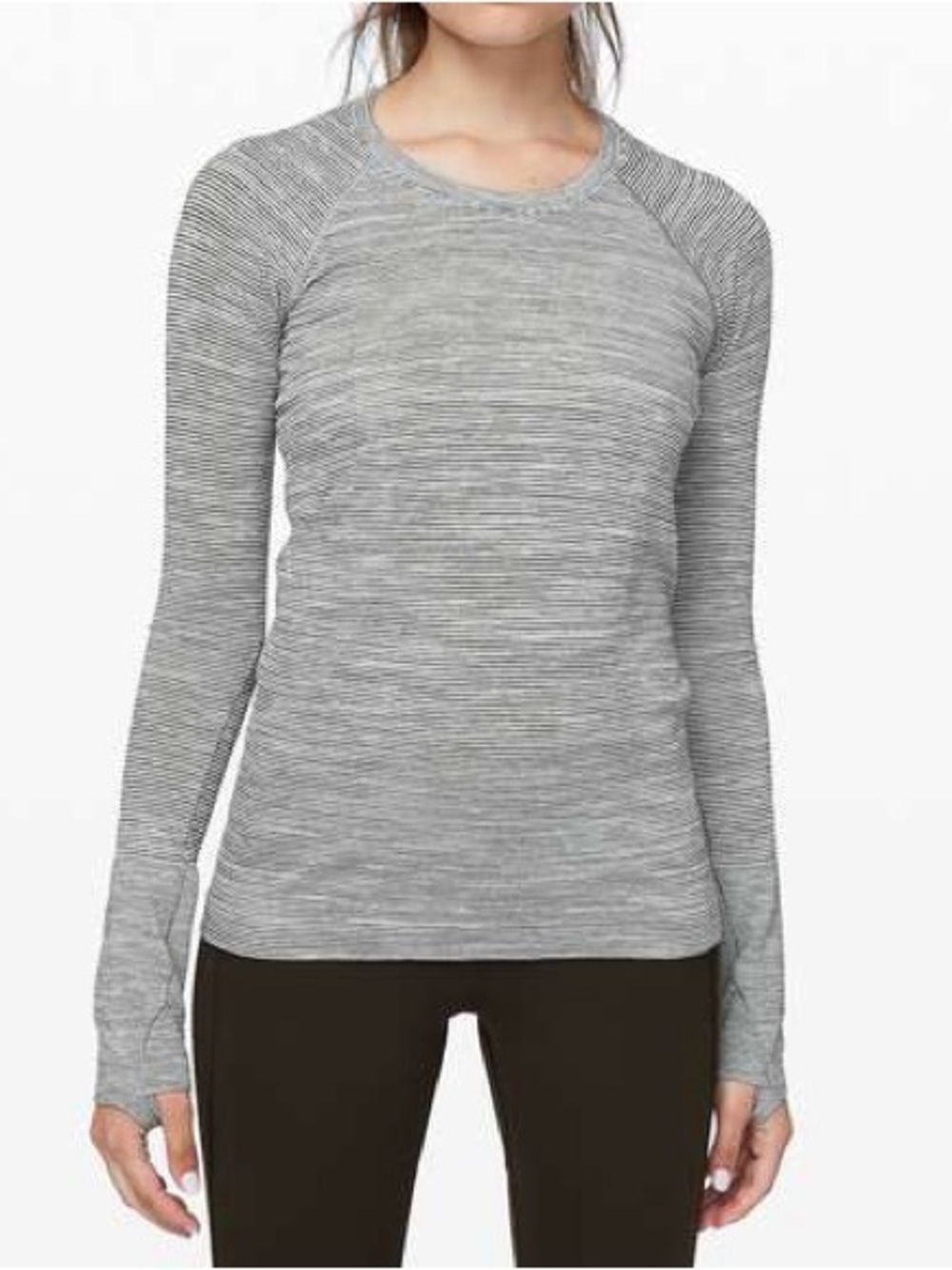 LULULEMON swiftly speed long sleeve tee black white striped running size 4